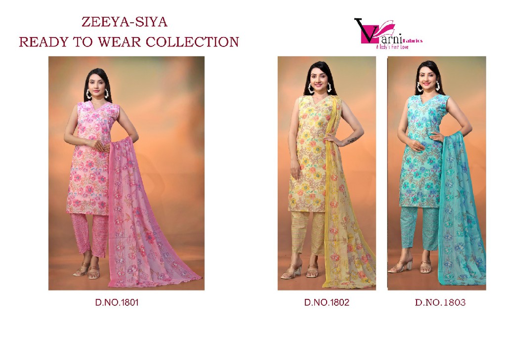 Varni Zeeya Siya Wholesale 3 Piece Kurta Set Collection