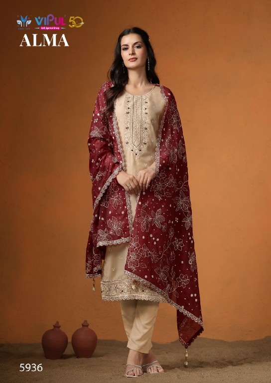 Vipul Alma Wholesale Velvet Satin With Embroidery Winter Suits