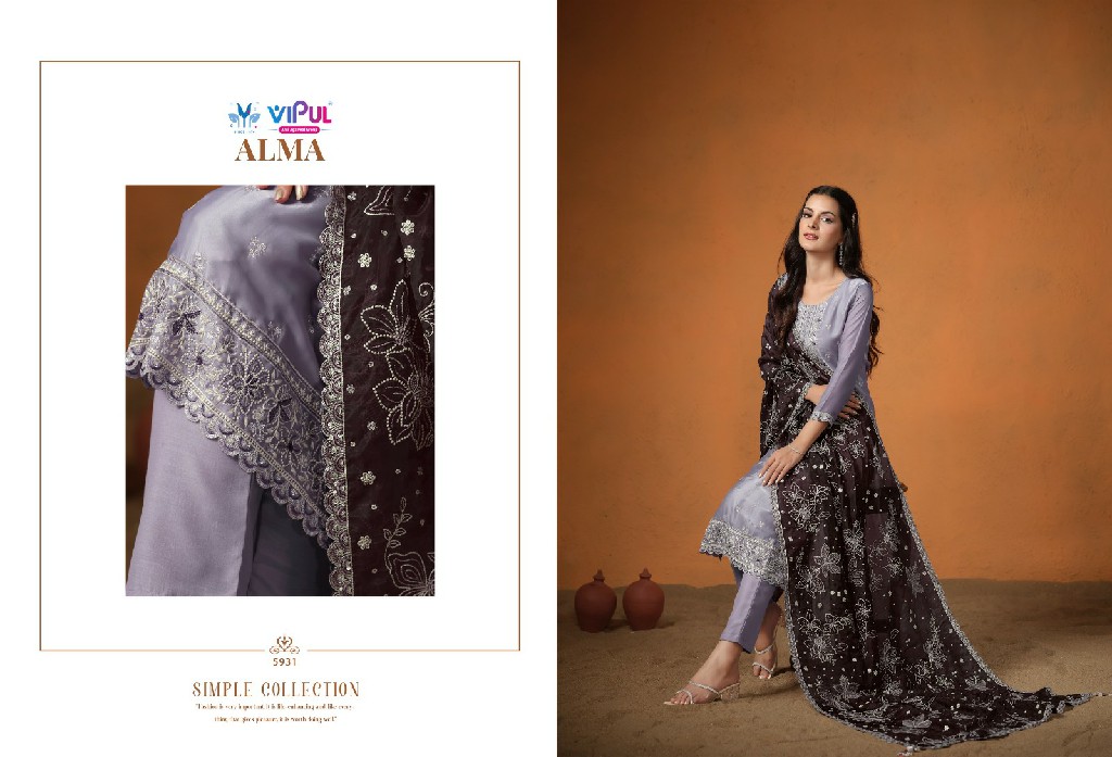 Vipul Alma Wholesale Velvet Satin With Embroidery Winter Suits