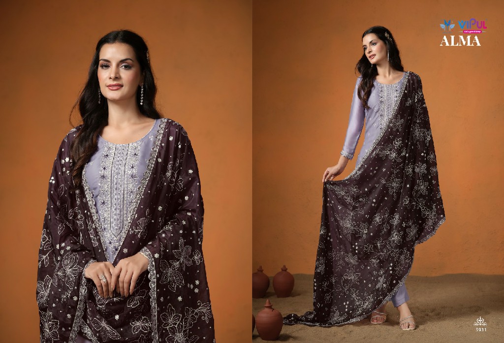 Vipul Alma Wholesale Velvet Satin With Embroidery Winter Suits