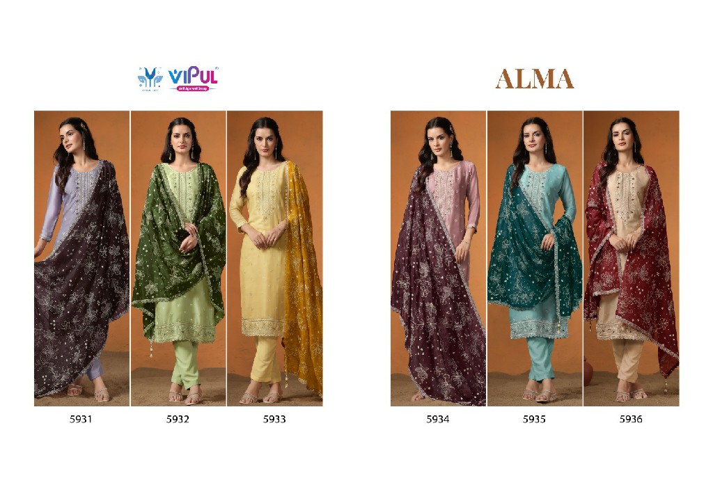 Vipul Alma Wholesale Velvet Satin With Embroidery Winter Suits