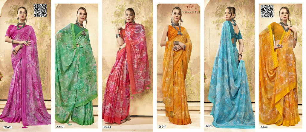 Vallabhi Navita Vol-3 Wholesale Georgette Fabrics Indian Sarees Catalog