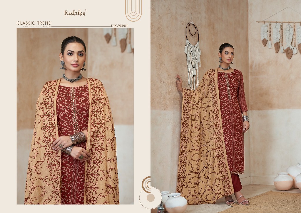 Radhika Azara Black Berry Vol-13 Wholesale Blossom Cotton With Work Dress Material