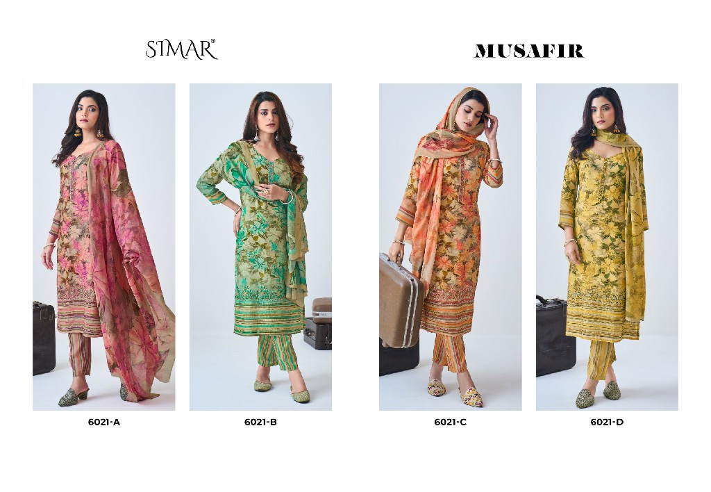 Glossy Simar Musafir Wholesale Pure VIscose Muslin With Embroidery Work Suits