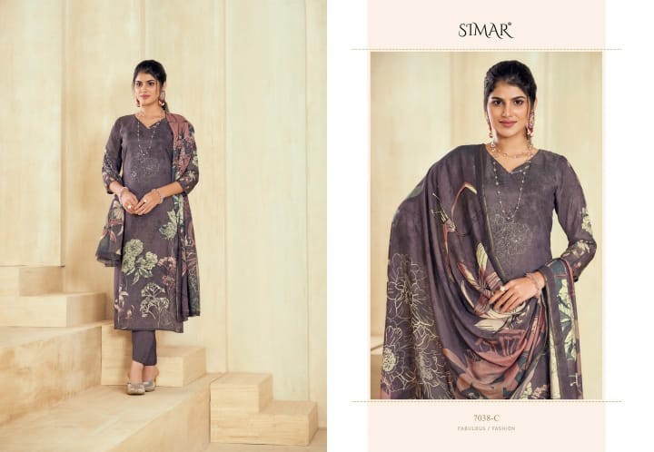 Glossy Simar Zalak Wholesale Pure Lea Silk With Handwork Salwar Suits