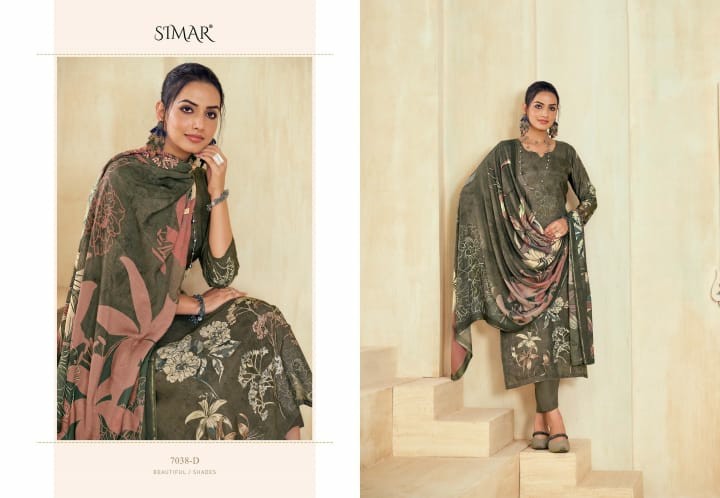 Glossy Simar Zalak Wholesale Pure Lea Silk With Handwork Salwar Suits