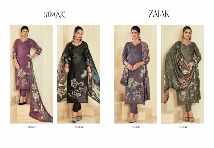 Glossy Simar Zalak Wholesale Pure Lea Silk With Handwork Salwar Suits