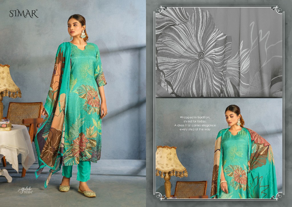 Glossy Simar Gulabo Wholesale Pure Lea Silk With Handwork Suits