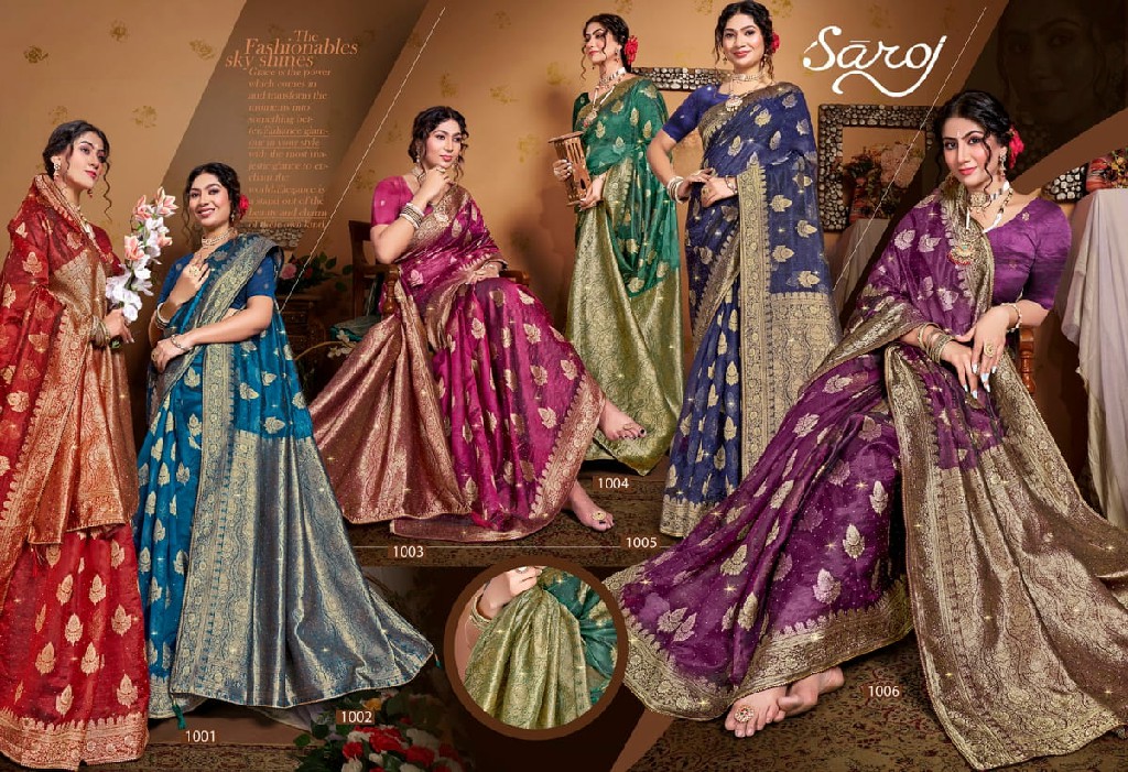 Saroj Hemani Organza Saroski Vol-3 Wholesale Soft Nylone Indian Sarees