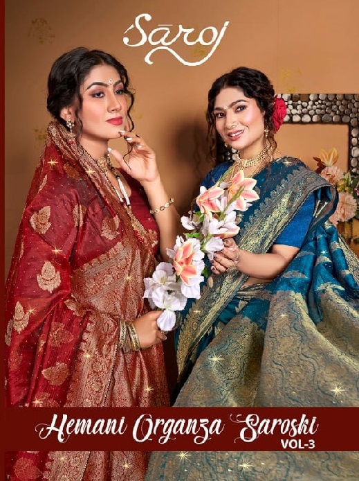 Saroj Hemani Organza Saroski Vol-3 Wholesale Soft Nylone Indian Sarees