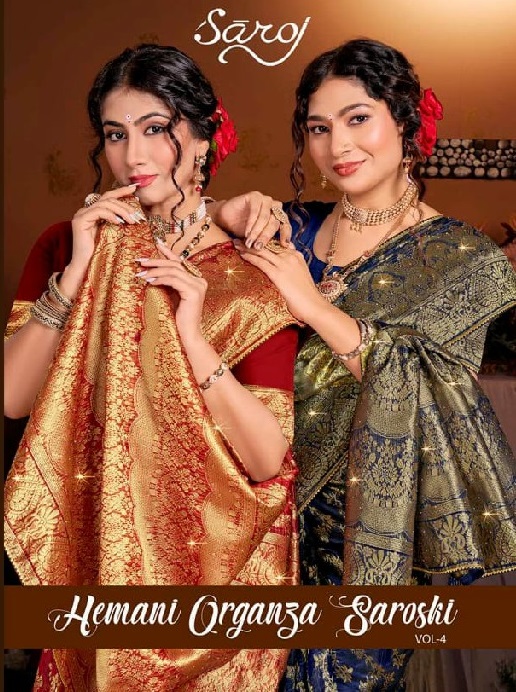 Saroj Hemani Organza Saroski Vol-4 Wholesale Soft Nylone Indian Sarees