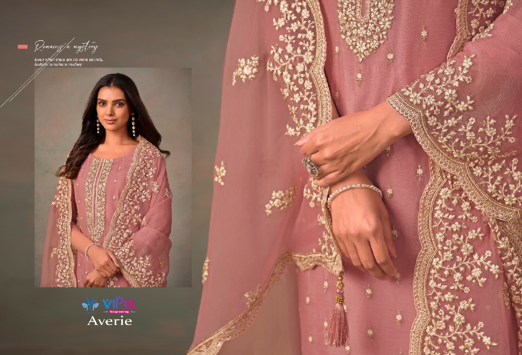 Vipul Averie Wholesale Organza Chiffon With Embroidery Straight Suits