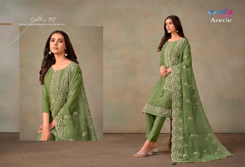 Vipul Averie Wholesale Organza Chiffon With Embroidery Straight Suits