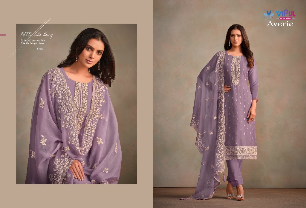 Vipul Averie Wholesale Organza Chiffon With Embroidery Straight Suits