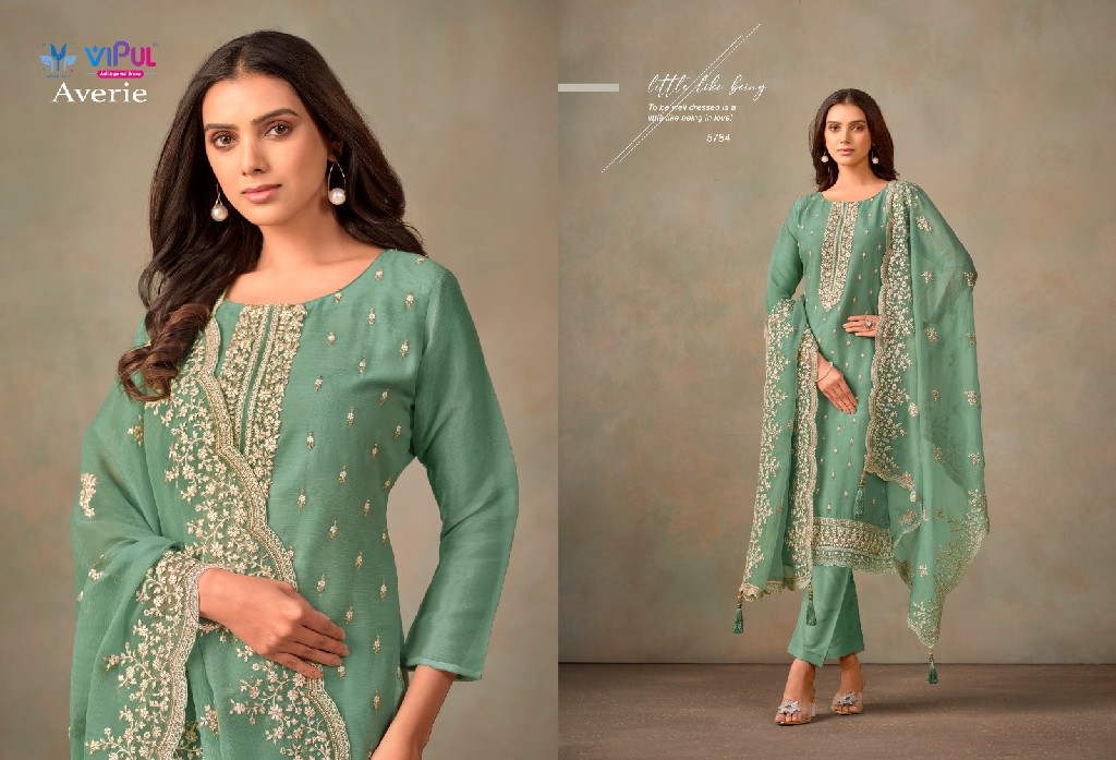 Vipul Averie Wholesale Organza Chiffon With Embroidery Straight Suits