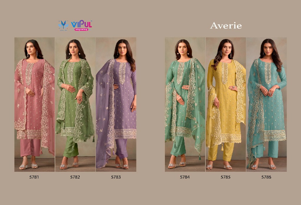 Vipul Averie Wholesale Organza Chiffon With Embroidery Straight Suits