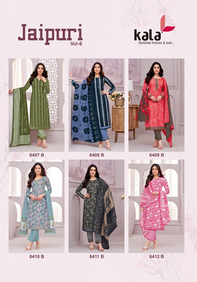 Tarika Kala Jaipuri Vol-6 Wholesale Cotton Dupatta Dress Material