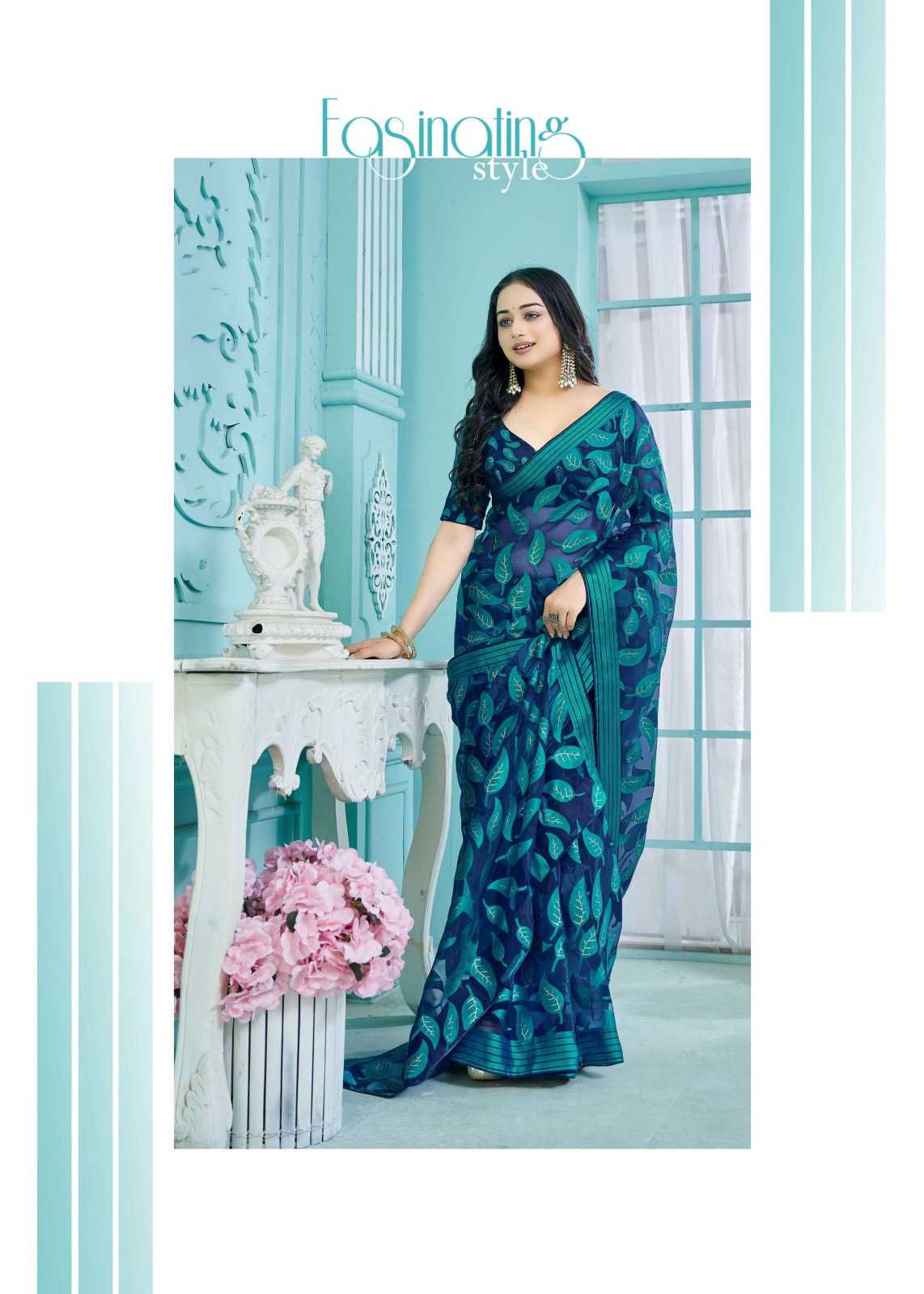 chamkili by seymore print organza brasso classic look saree