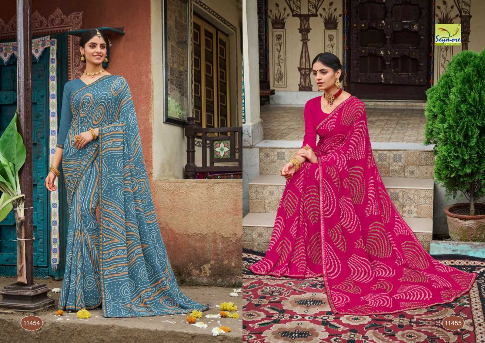 seymore print saawariya colour addition georgette saree exports