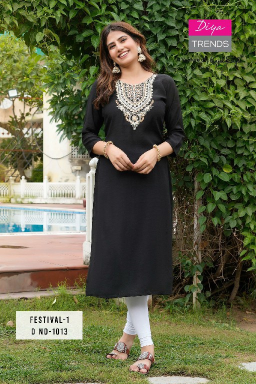 diya trends festival vol 1 D.no 1001 To 1015 roman silk daily wear full stitch plus size long combo kurti