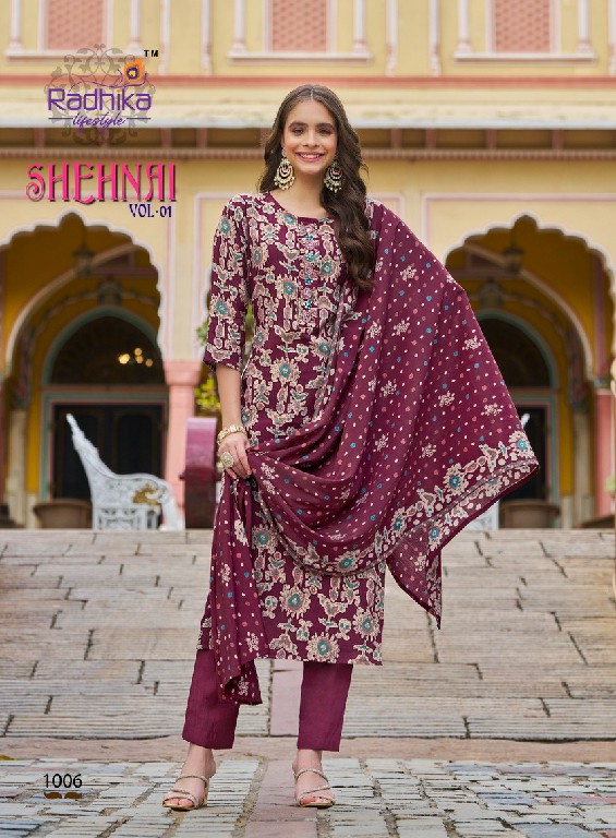 shehnai vol 1 by radhika lifestyle vartican print readymade casual big size suit