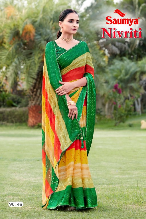 nivriti by saumya comfortable fancy print saree