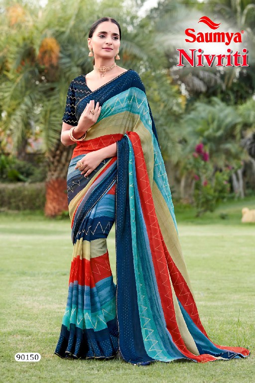 nivriti by saumya comfortable fancy print saree