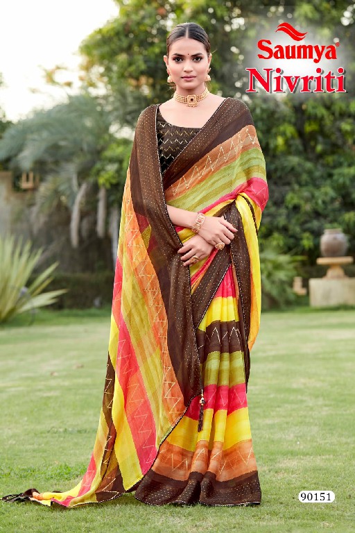 nivriti by saumya comfortable fancy print saree