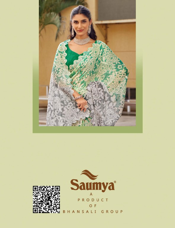 Saumya Sharvari Wholesale simar spray print with jari work full sarees