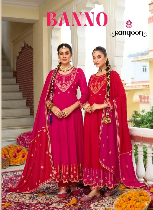 Rangoon Banno Wholesale Silk With Value Addition Work Khatli Hand Mirror Kurtis With Pant And Dupatta