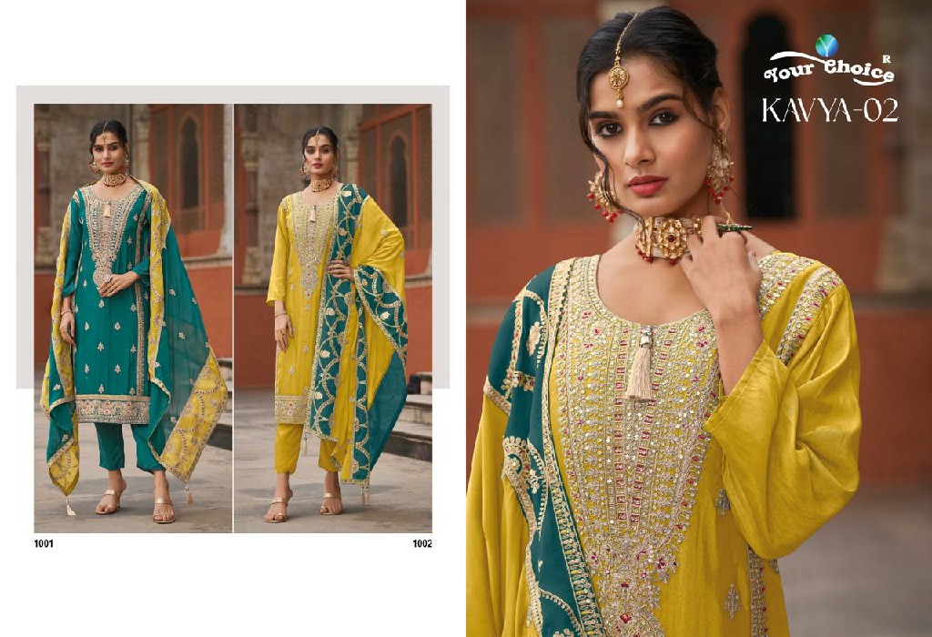 Your Choice Kavya Vol-2 Wholesale Heavy Chinon Function Wear Sarees