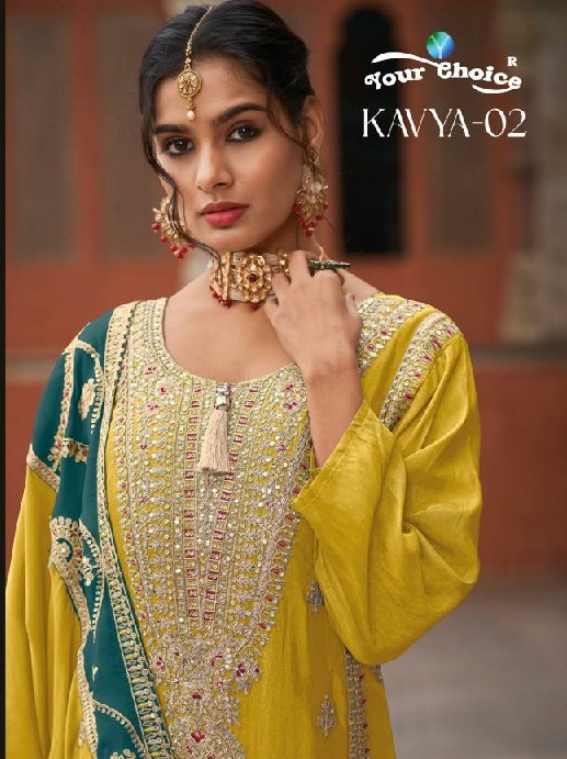 Your Choice Kavya Vol-2 Wholesale Heavy Chinon Function Wear Sarees