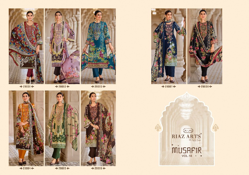 Riaz Arts Musafir Vol-18 Wholesale Pure Karachi Lawn Dress Material