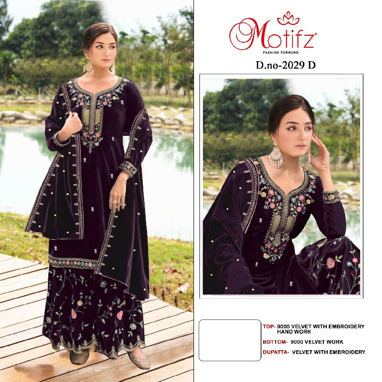 Motifz D.no 2029 Wholesale Velvet Indian Pakistani Salwar Suits