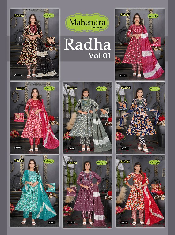 mahendra fashion radha vol 1 rayon print umbrella cut full stitch ladies suit