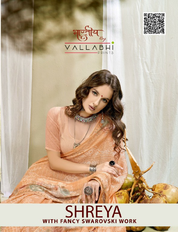 Vallabhi Shreya Wholesale Floral Print With Swaroski Work Sarees