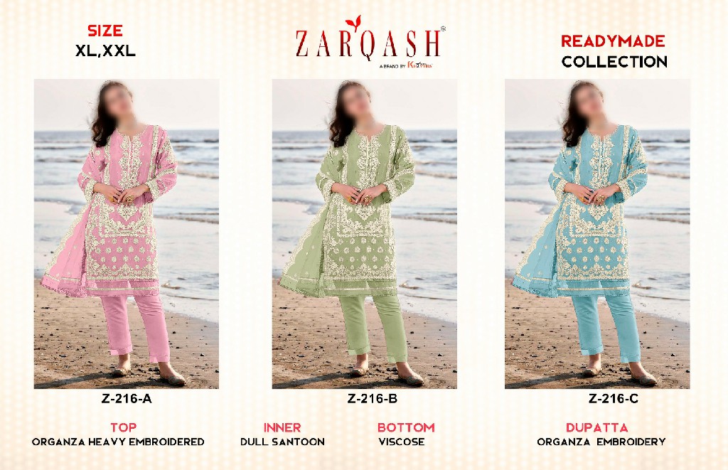 Zarqash Z-216 Wholesale Readymade Indian Pakistani Salwar Suits