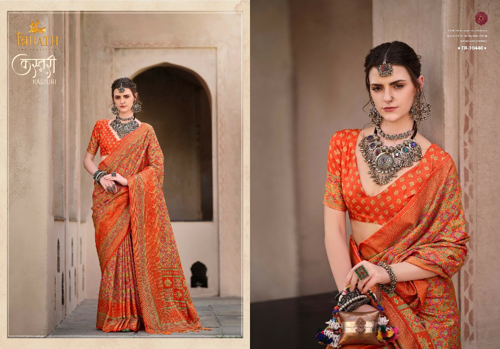 Trirath Kasturi Wholesale Sigma Silk With Auqa Finish Sarees