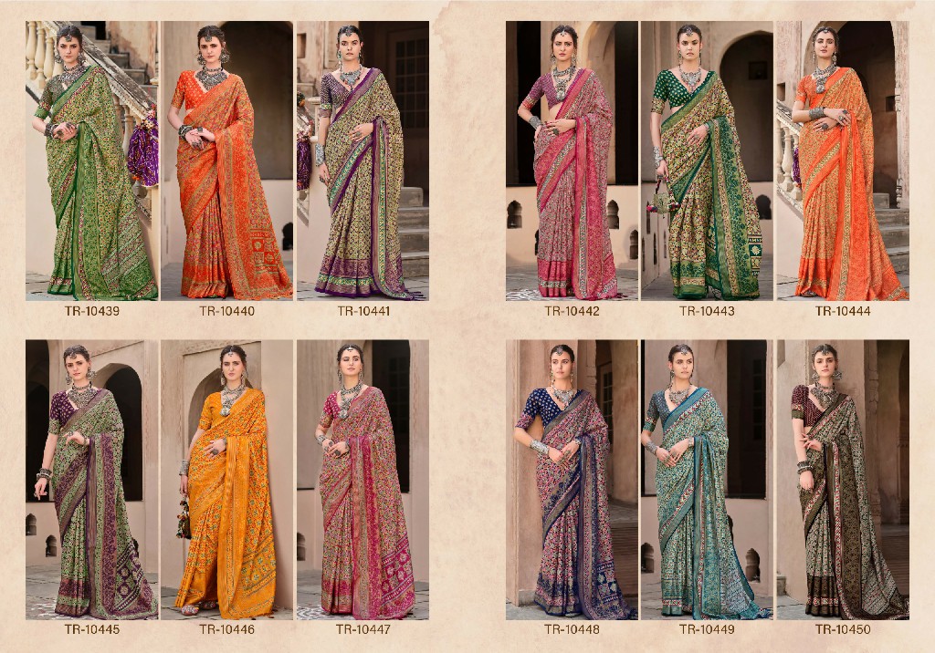 Trirath Kasturi Wholesale Sigma Silk With Auqa Finish Sarees