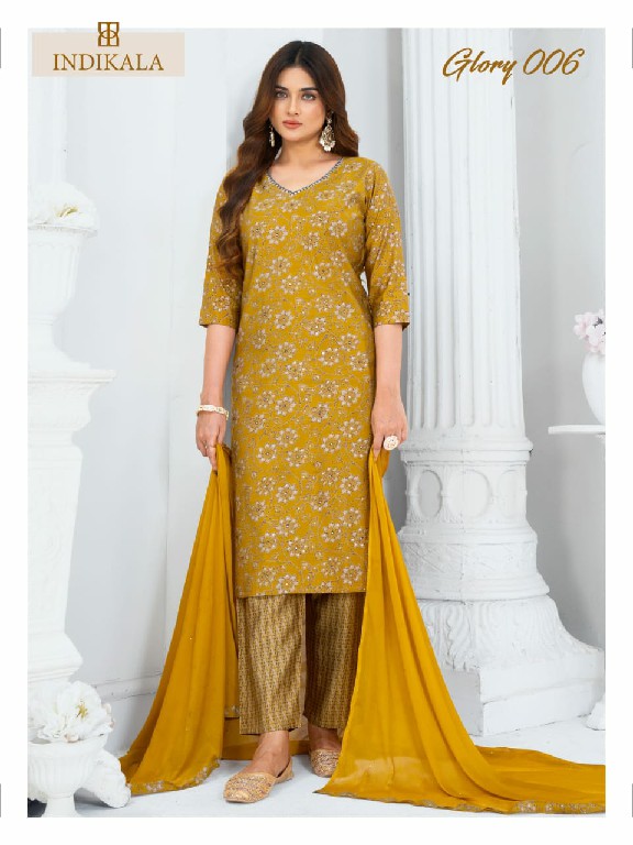 Indikala Glory Wholesale Chanderi Top With Pant And Dupatta