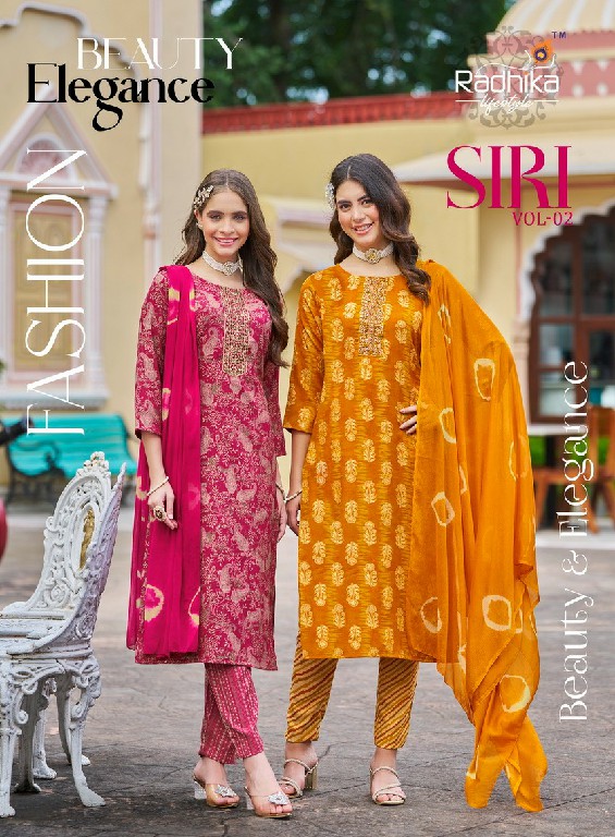 Radhika Siri Vol-2 Wholesale Reyon Capsule Print Kurtis With Pant And Dupatta