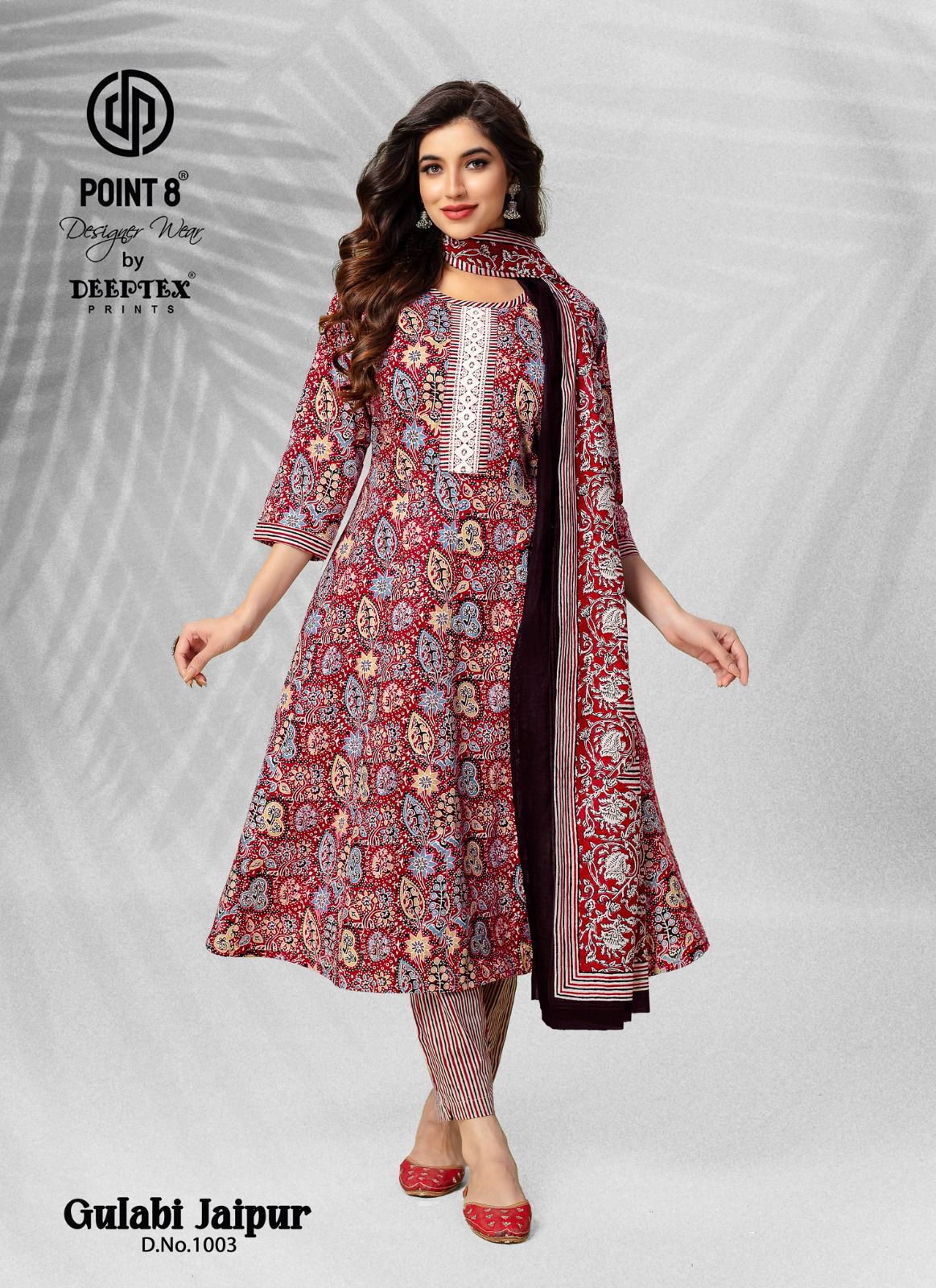 Deeptex Point 8 Gulabi Jaipuri Vol-1 Wholesale Anarkali Tops With Pant And Dupatta