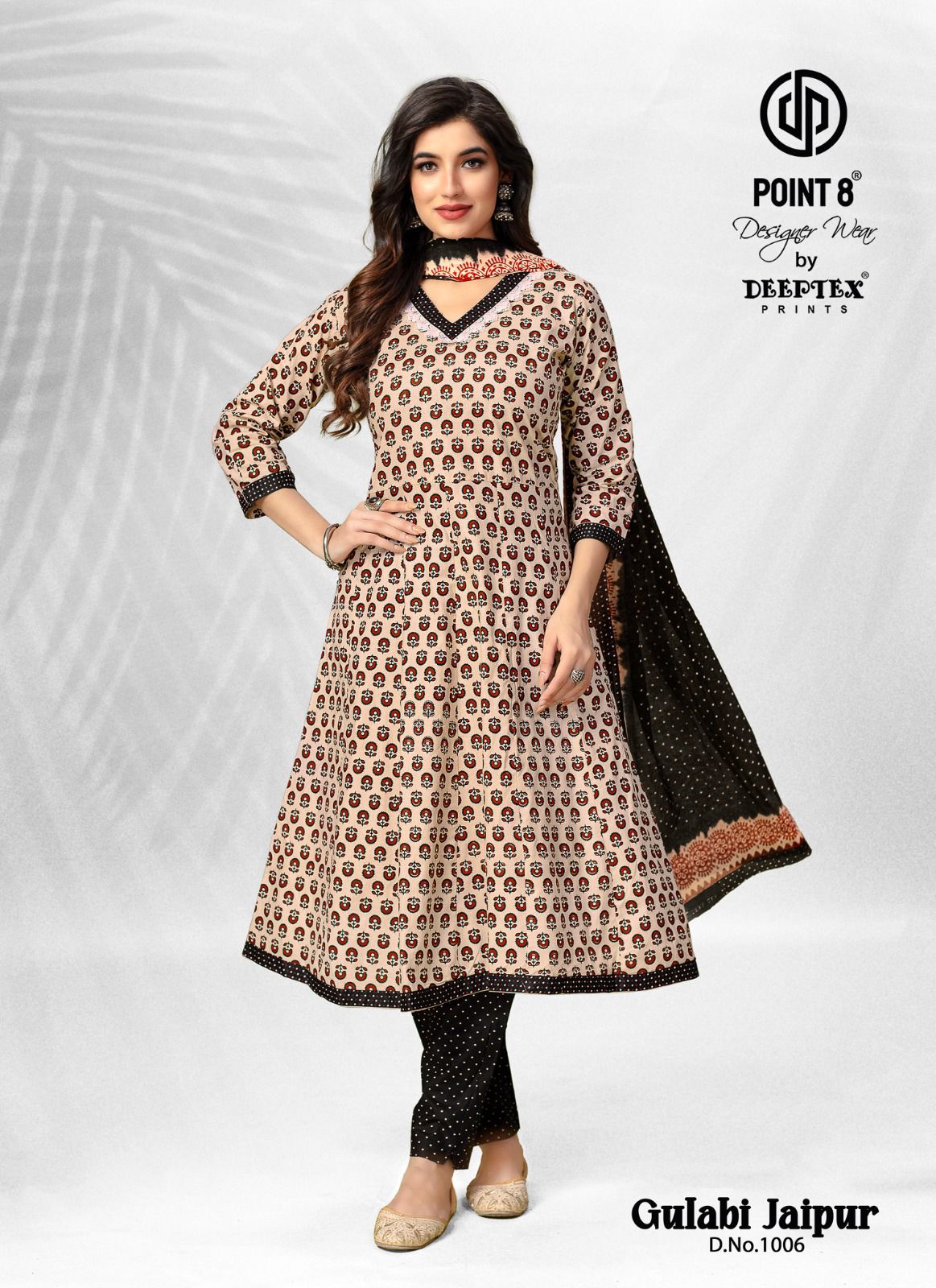 Deeptex Point 8 Gulabi Jaipuri Vol-1 Wholesale Anarkali Tops With Pant And Dupatta