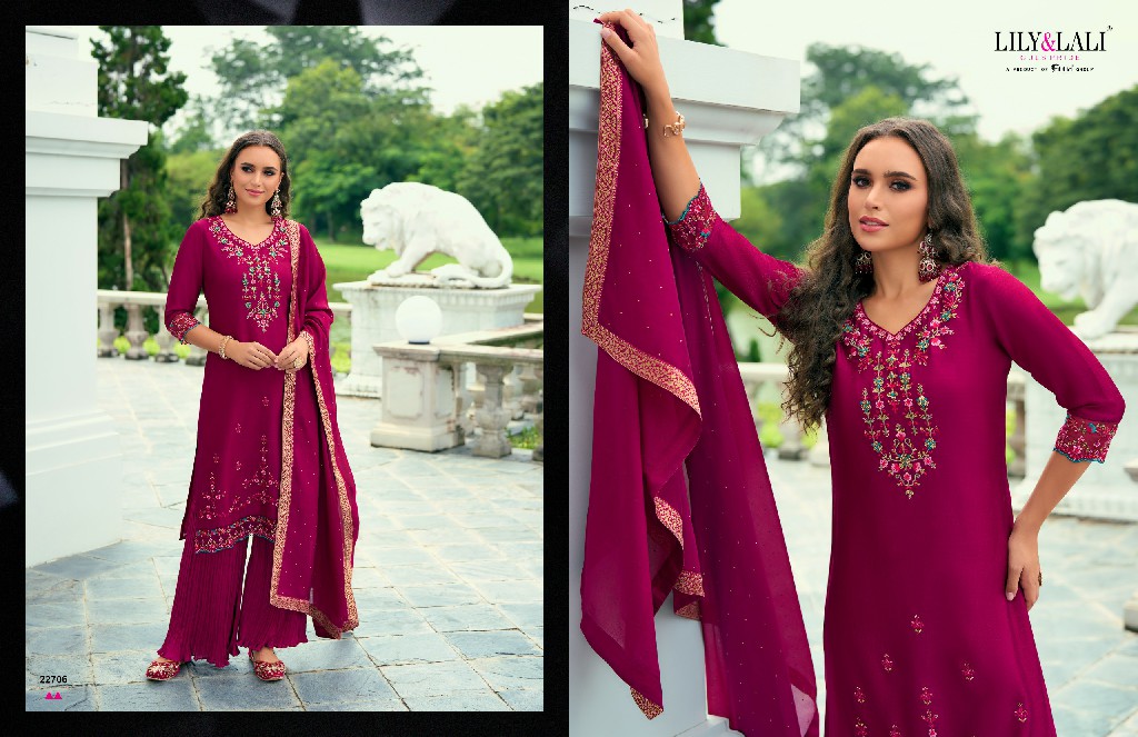 Lily And Lali Malang Vol-2 Wholesale Embroidery And Handwork Vichitra Silk Readymade Suits