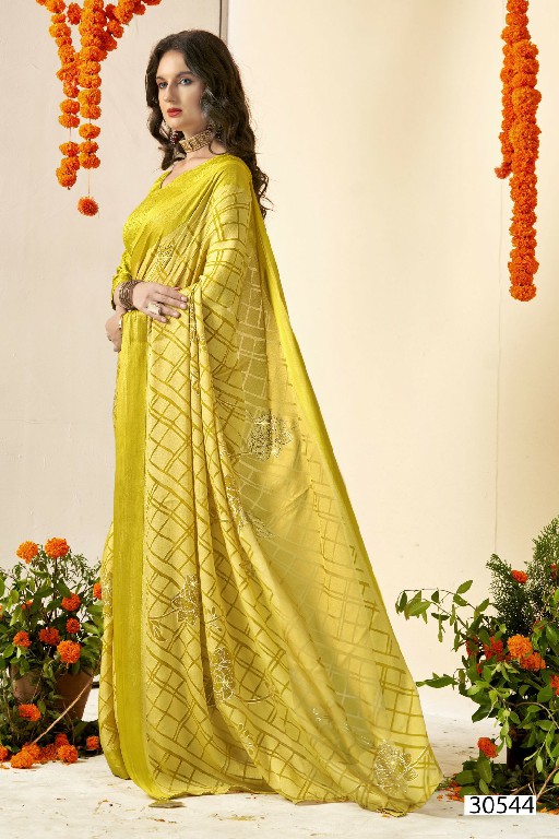 Vallabhi Yashtika Wholesale Floral With Swaroski Work Brasso Fabrics Sarees