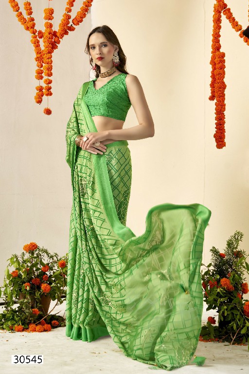 Vallabhi Yashtika Wholesale Floral With Swaroski Work Brasso Fabrics Sarees