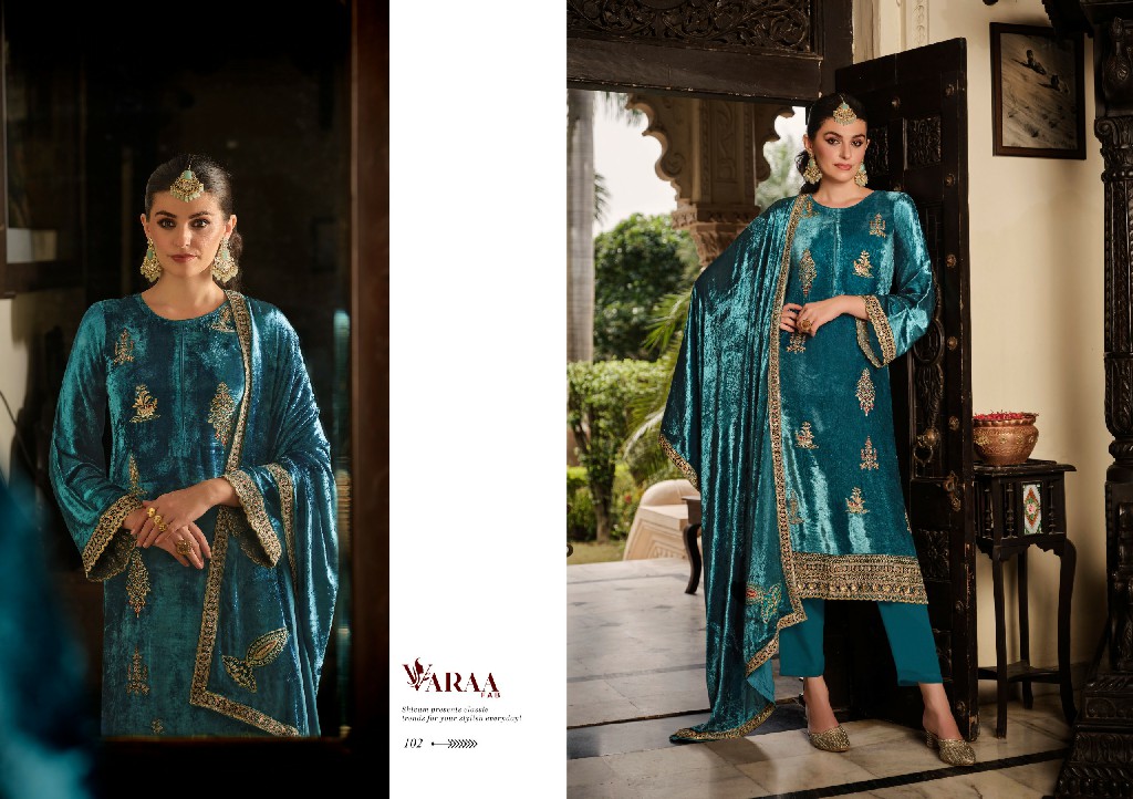 Varaa Fab Gull Ahmed Vol-1 Wholesale Pure VIscose Velvet Heavy Designer Embroidery Winter Suits