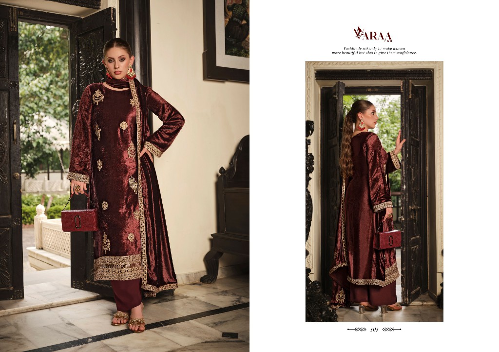 Varaa Fab Gull Ahmed Vol-1 Wholesale Pure VIscose Velvet Heavy Designer Embroidery Winter Suits