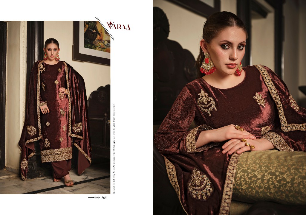 Varaa Fab Gull Ahmed Vol-1 Wholesale Pure VIscose Velvet Heavy Designer Embroidery Winter Suits