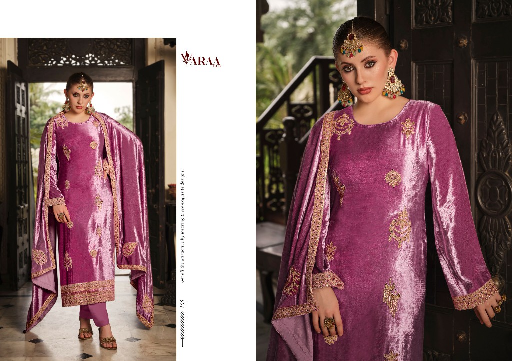 Varaa Fab Gull Ahmed Vol-1 Wholesale Pure VIscose Velvet Heavy Designer Embroidery Winter Suits